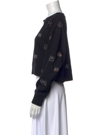 Sandro Graphic Print Crew Neck Sweater