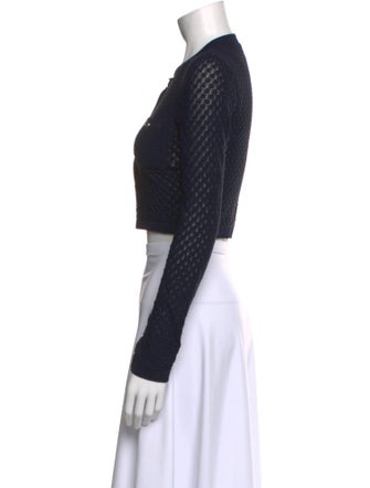 Sandro Scoop Neck Long Sleeve Crop Top