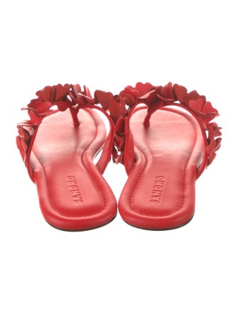 Sandro Leather Floral Print Slides