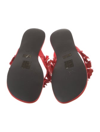 Sandro Leather Floral Print Slides