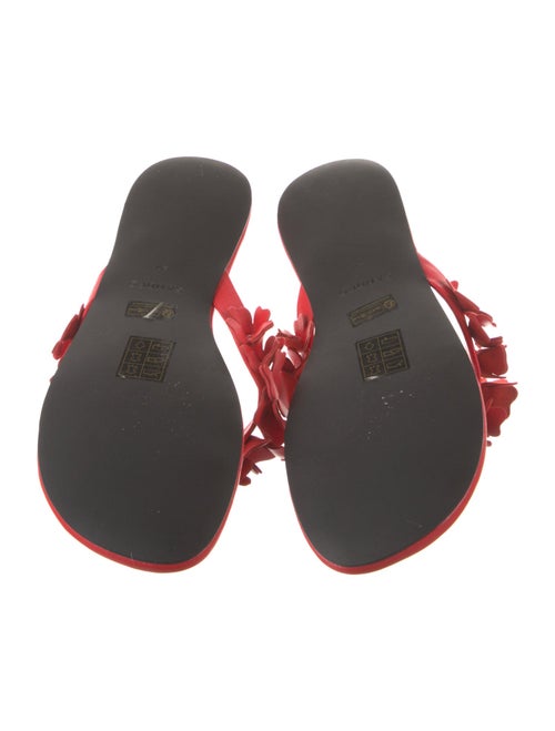 Sandro Leather Floral Print Slides