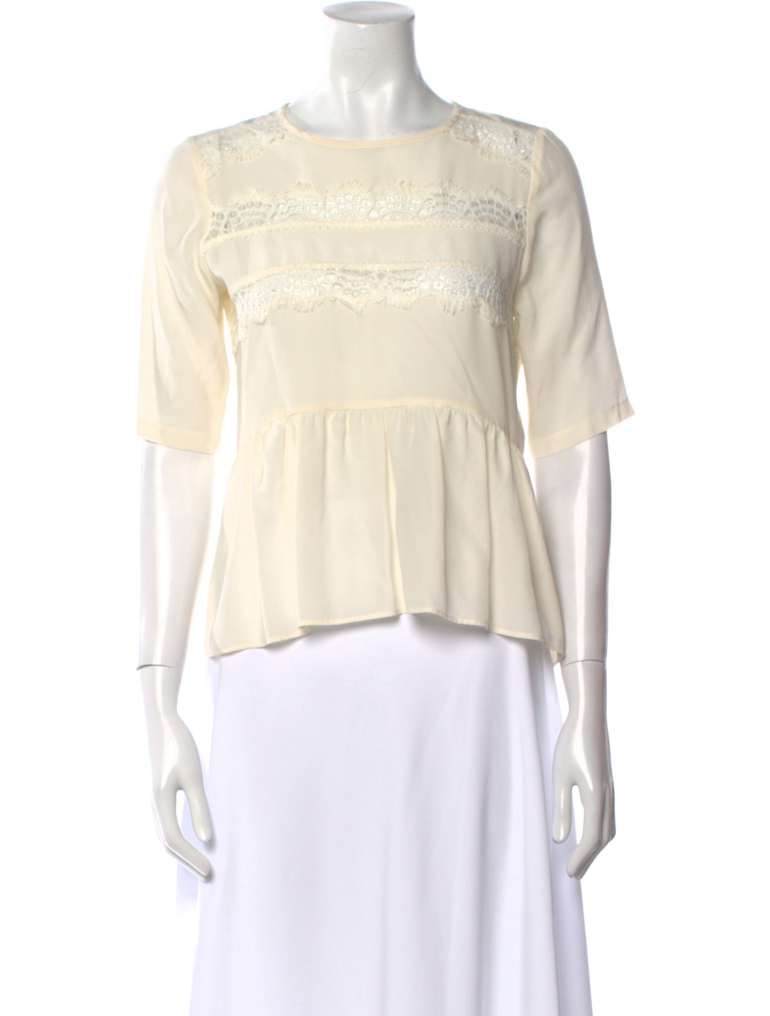 Sandro Silk Bateau Neckline Crop Top