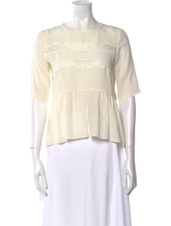 Sandro Silk Bateau Neckline Crop Top