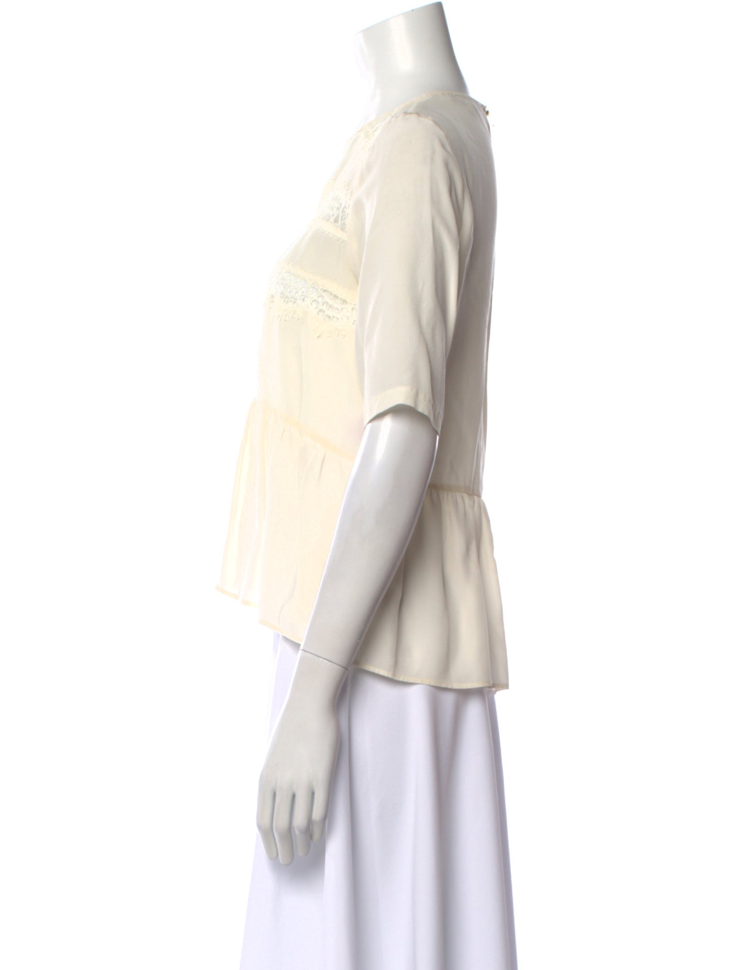 Sandro Silk Bateau Neckline Crop Top