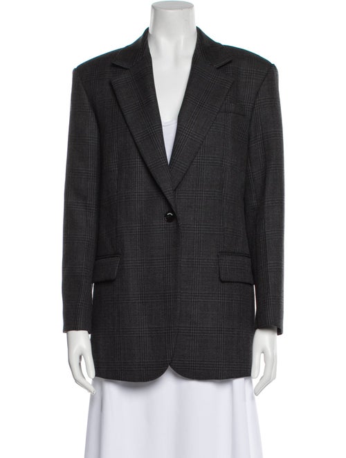Sandro Virgin Wool Plaid Print Blazer
