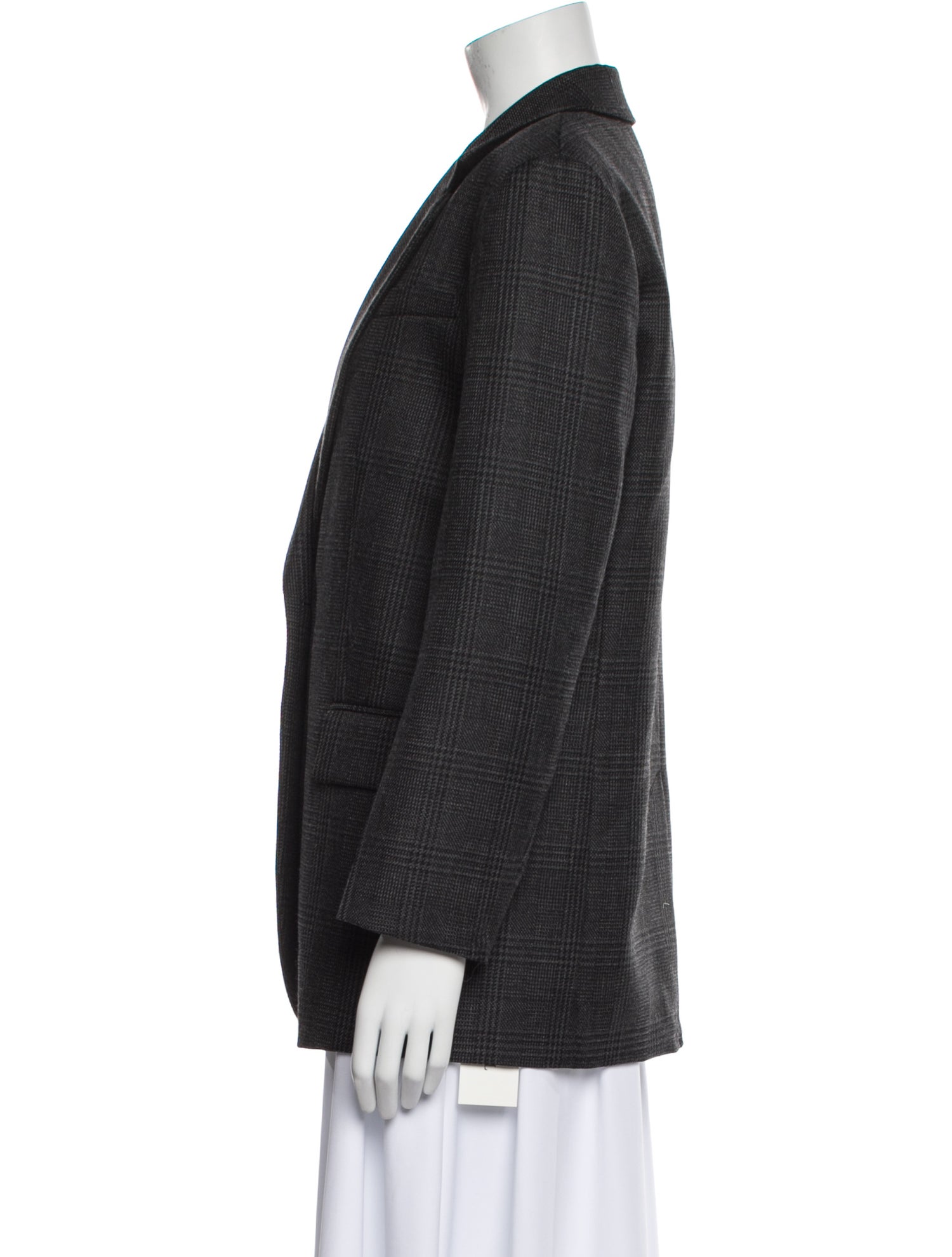 Sandro Virgin Wool Plaid Print Blazer