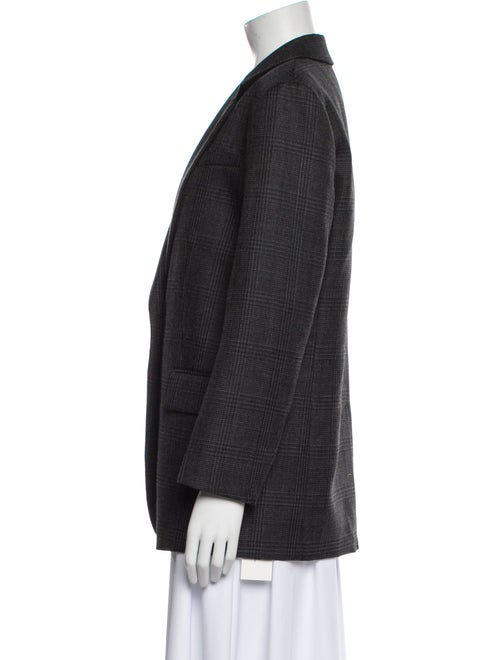 Sandro Virgin Wool Plaid Print Blazer