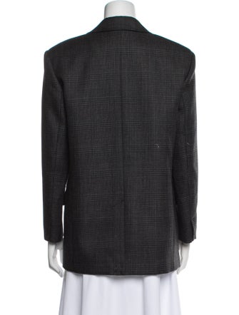 Sandro Virgin Wool Plaid Print Blazer
