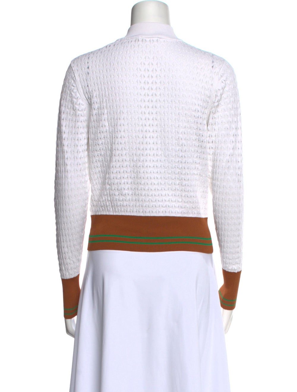 Sandro Polo White Colorblock Pattern Lasercut Acc… - image 3