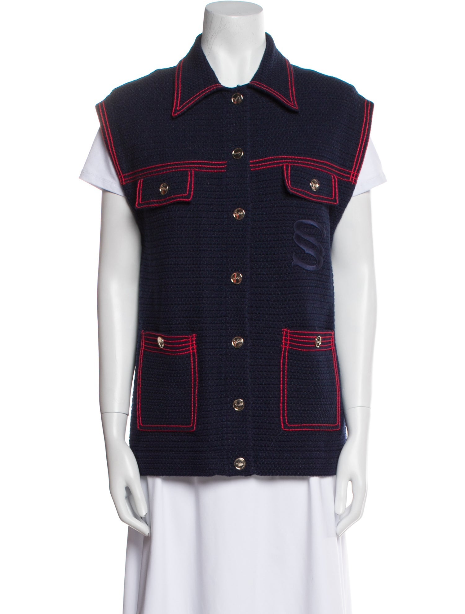 Sandro Plaid Print Vest