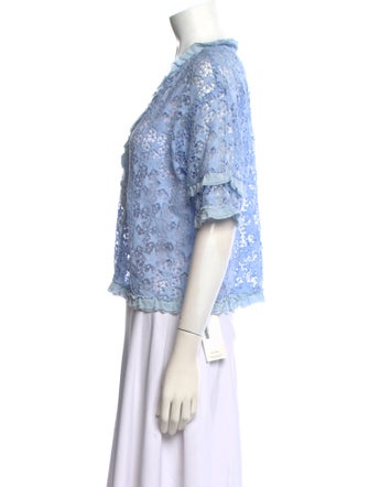 Sandro Lace Pattern V-Neck Crop Top