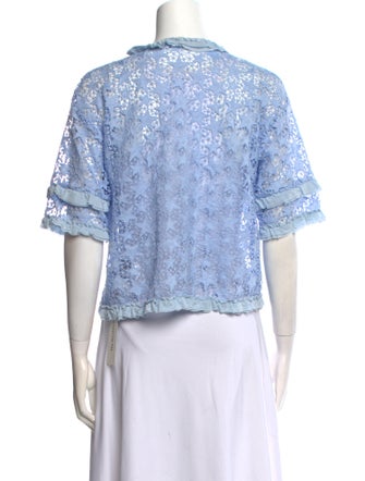 Sandro Lace Pattern V-Neck Crop Top