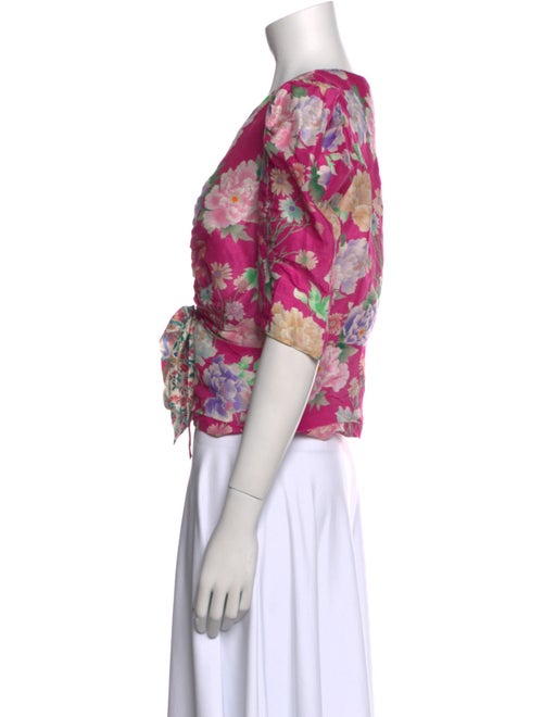 Sandro Linen Floral Print Crop Top