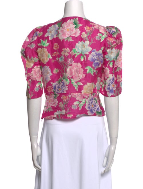 Sandro Linen Floral Print Crop Top