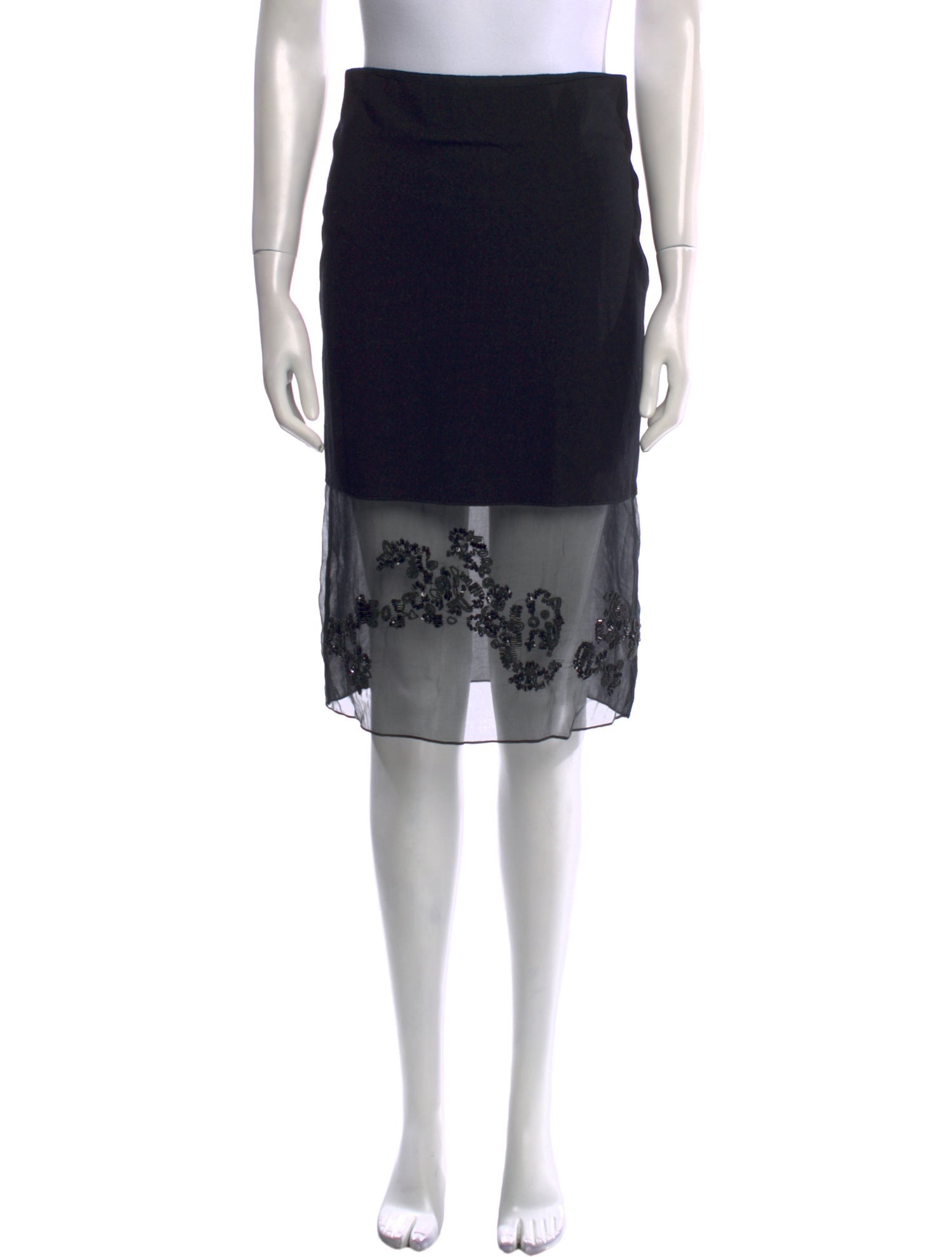 Sandro Beaded Accents Knee-Length Skirt