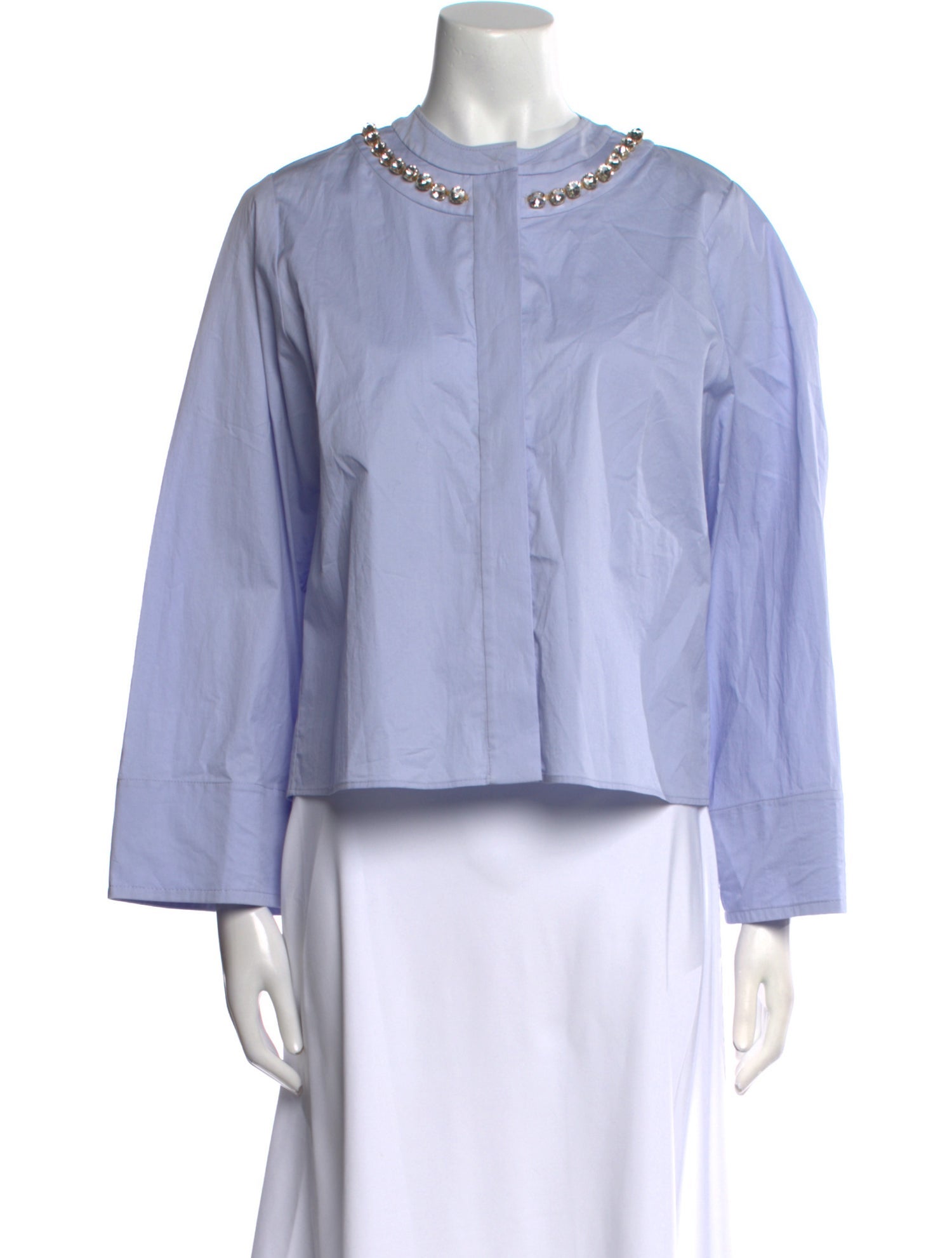 Sandro Mock Neck Long Sleeve Button-Up Top