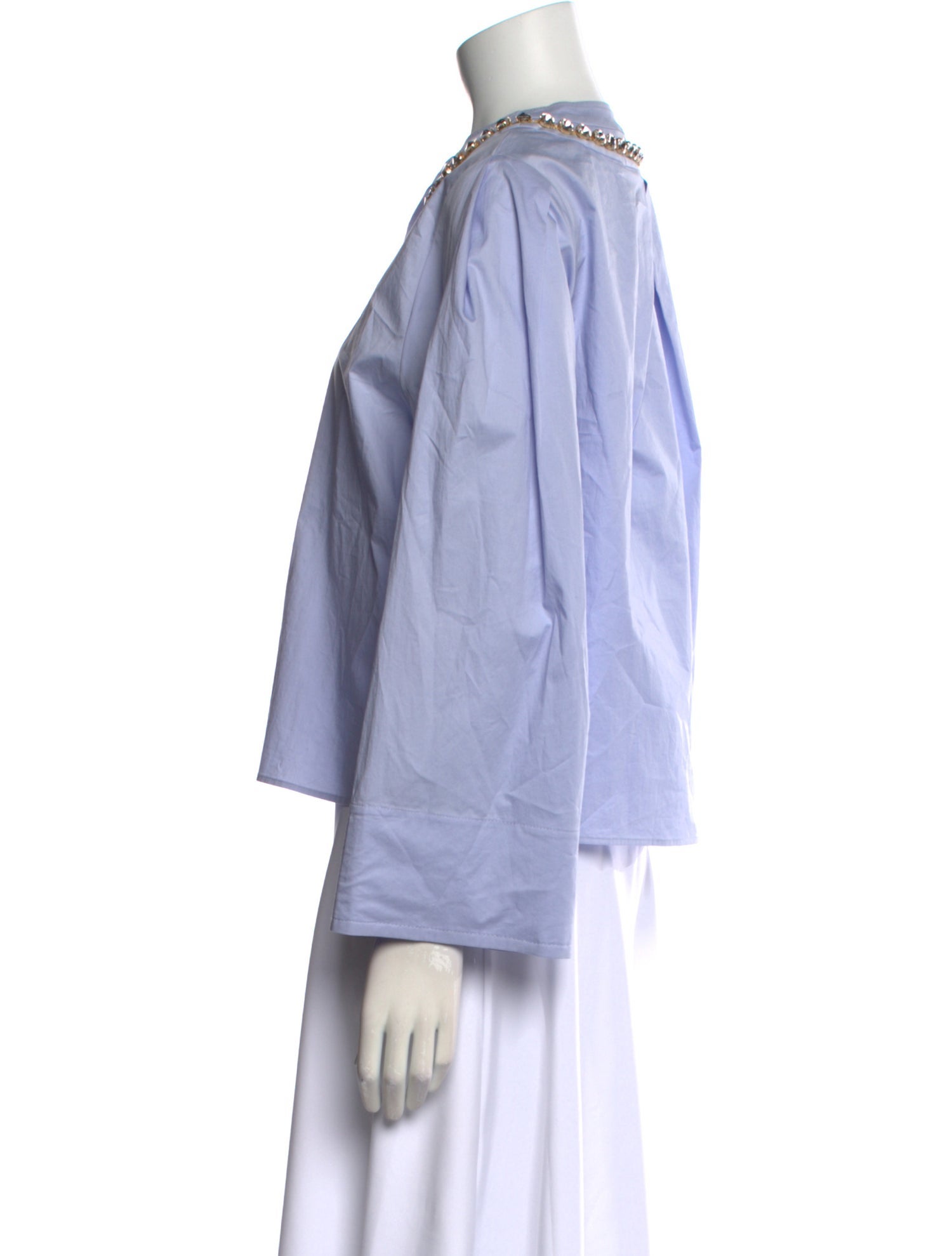 Sandro Mock Neck Long Sleeve Button-Up Top