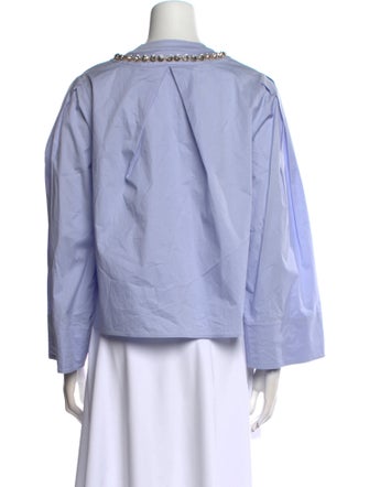 Sandro Mock Neck Long Sleeve Button-Up Top