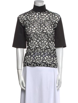 Sandro Printed Turtleneck Top