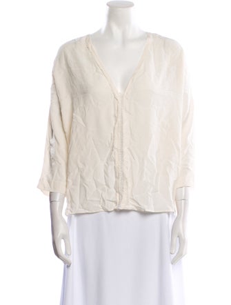 Sandro Silk V-Neck Blouse