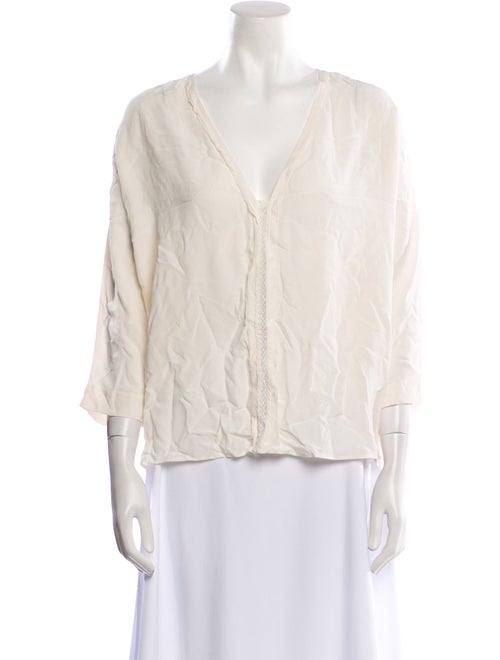 Sandro Silk V-Neck Blouse