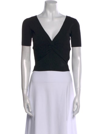 Sandro V-Neck Short Sleeve Crop Top