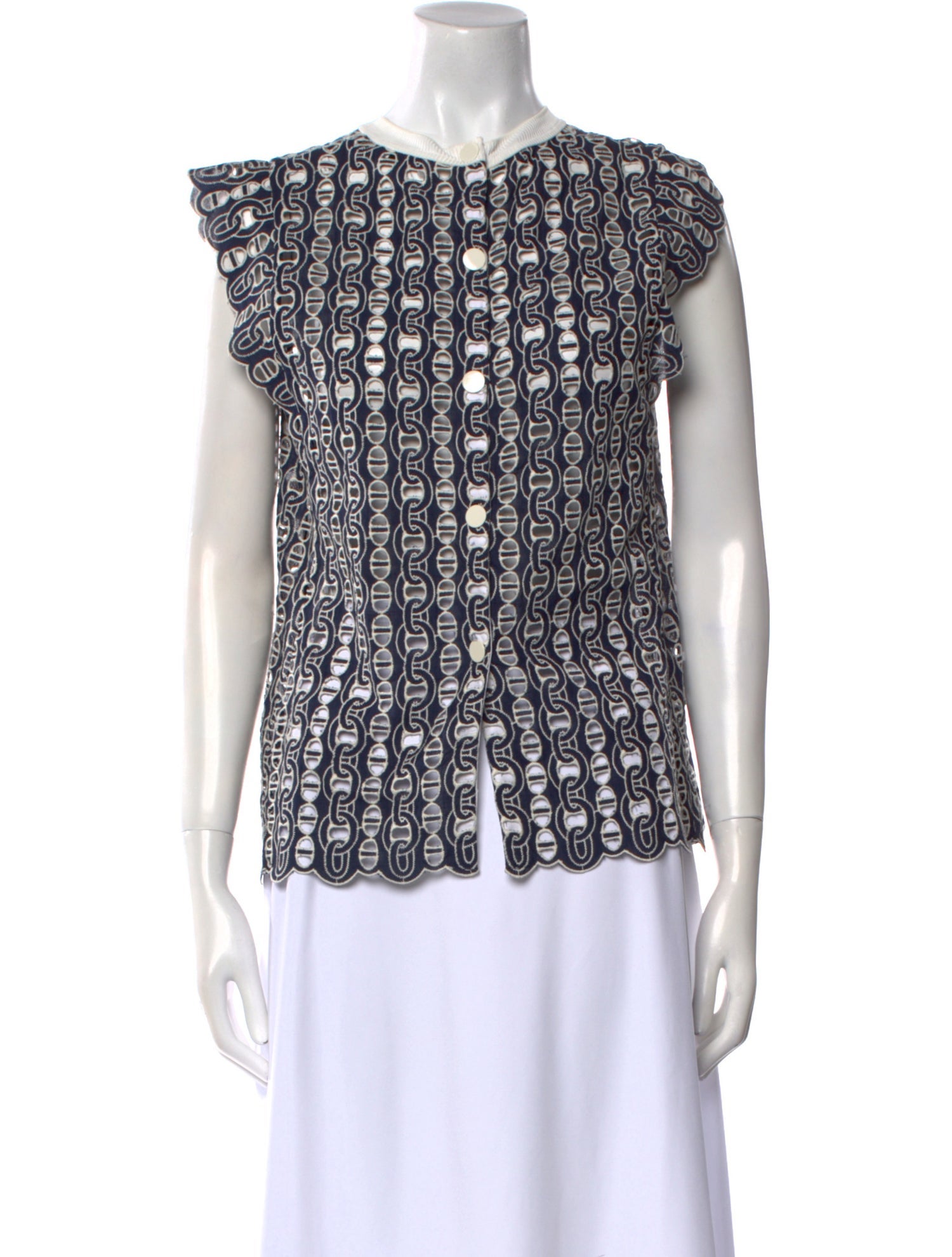 Sandro Printed Crew Neck Blouse