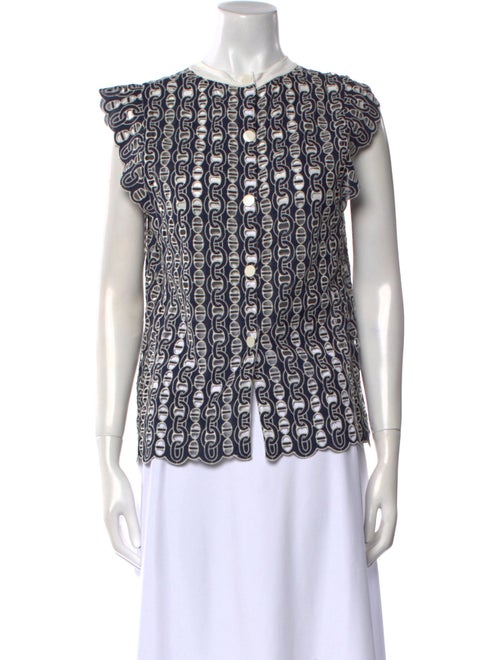 Sandro Printed Crew Neck Blouse