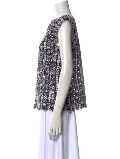 Sandro Printed Crew Neck Blouse