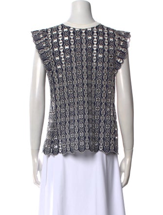 Sandro Printed Crew Neck Blouse