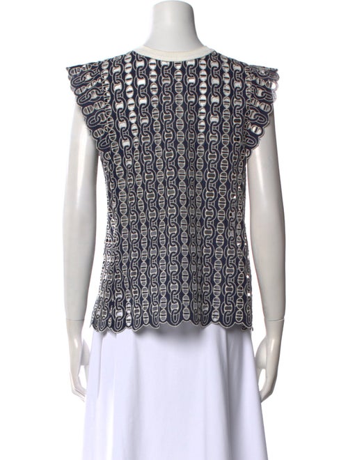 Sandro Printed Crew Neck Blouse