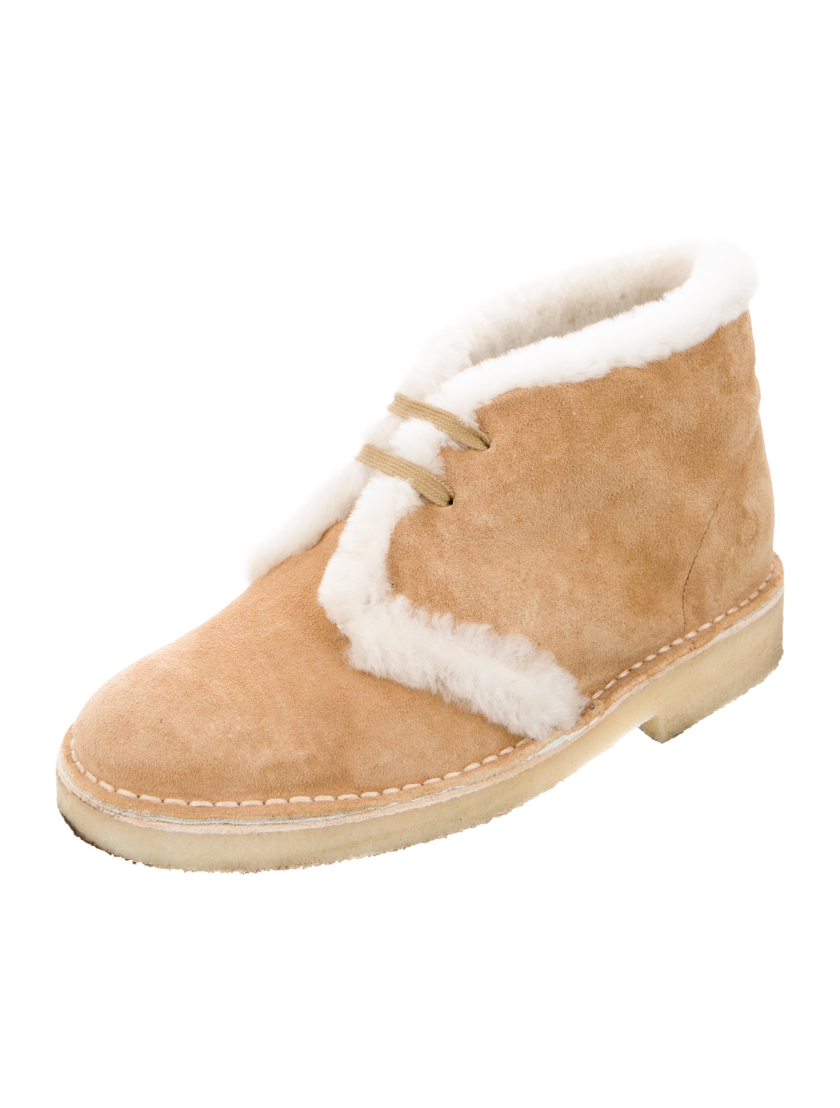 Sandro Suede Fur Trim Lace-Up Boots