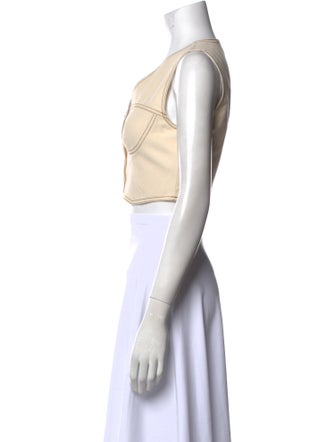 Sandro V-Neck Sleeveless Crop Top