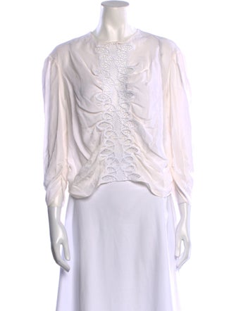 Sandro Silk Crew Neck Crop Top