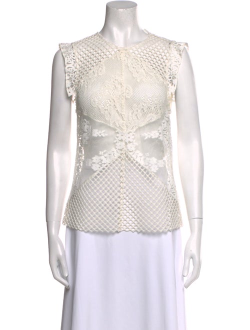 Sandro Lace Pattern Crew Neck Blouse