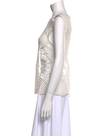 Sandro Lace Pattern Crew Neck Blouse