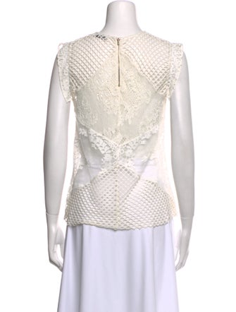 Sandro Lace Pattern Crew Neck Blouse