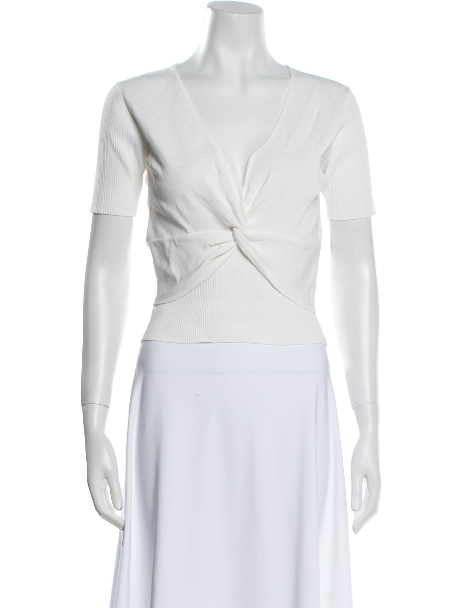 Sandro V-Neck Short Sleeve Crop Top