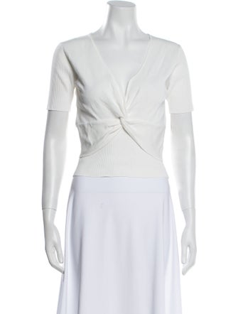 Sandro V-Neck Short Sleeve Crop Top