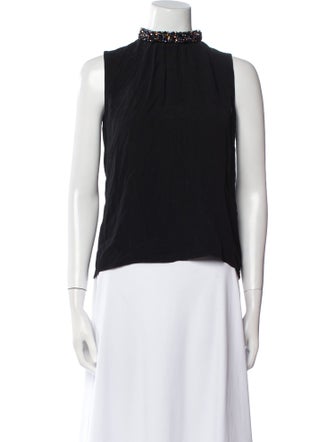 Sandro Mock Neck Sleeveless Top