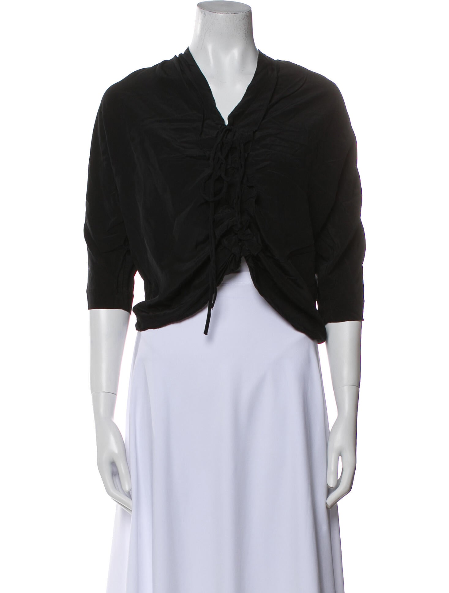 Sandro Silk V-Neck Crop Top