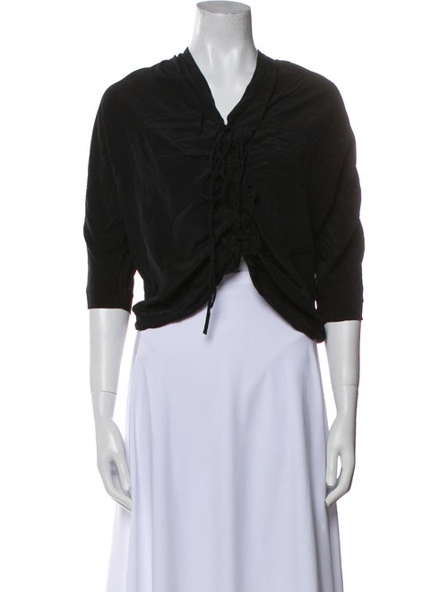 Sandro Silk V-Neck Crop Top