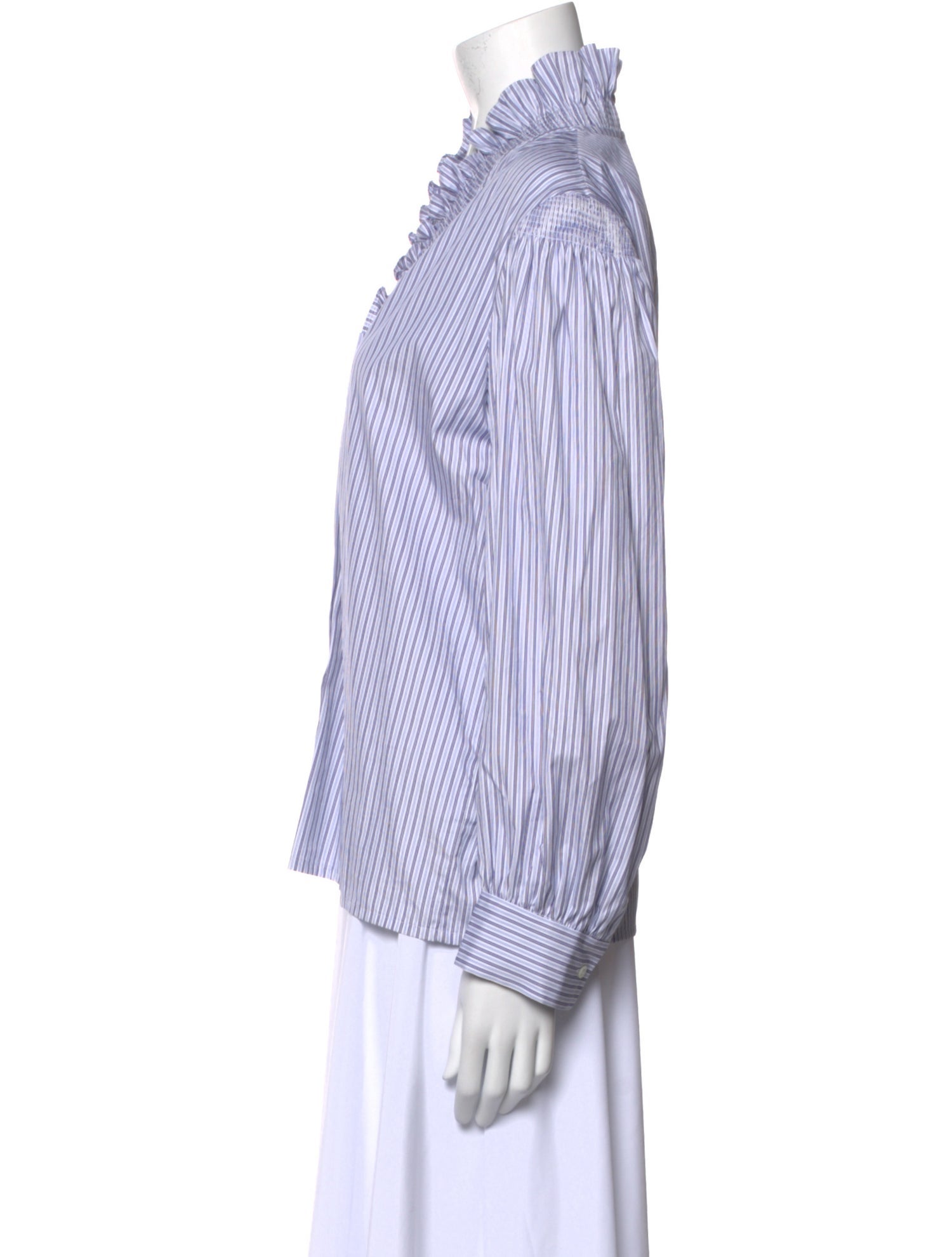 Sandro Striped V-Neck Button-Up Top w/ Tags