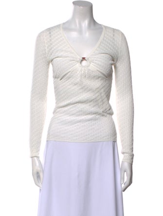 Sandro V-Neck Long Sleeve Top