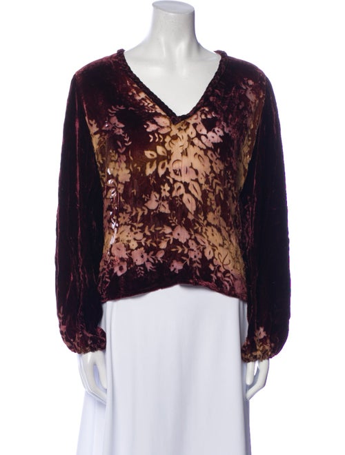Sandro Printed V-Neck Blouse