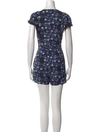 Sandro Floral Print V-Neck Romper