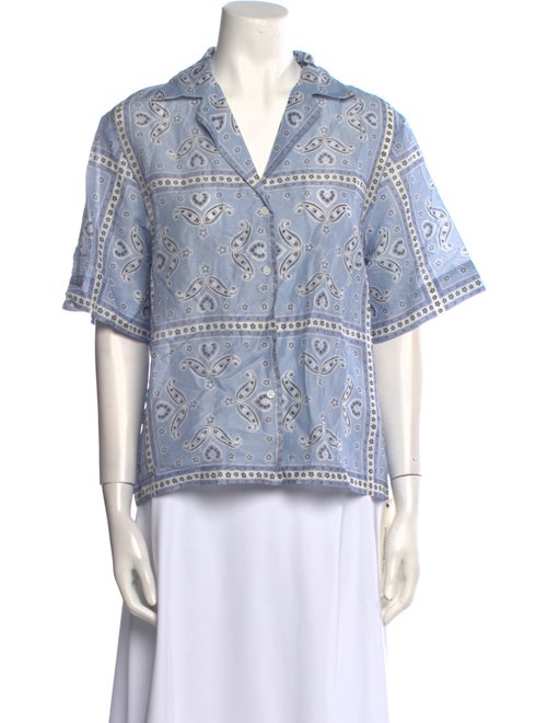 Sandro Linen Paisley Print Button-Up Top