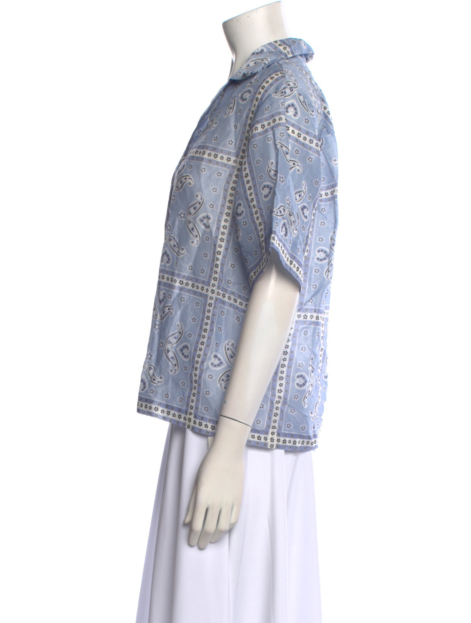 Sandro Linen Paisley Print Button-Up Top