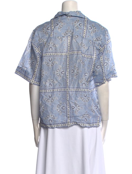 Sandro Linen Paisley Print Button-Up Top