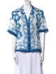 Sandro Printed Three-Quarter Sleeve Button-Up Top